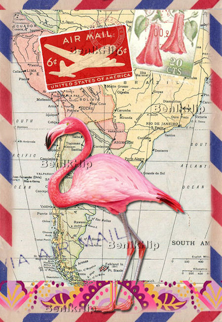 Strijkapplicatie Flamingo Air Mail
